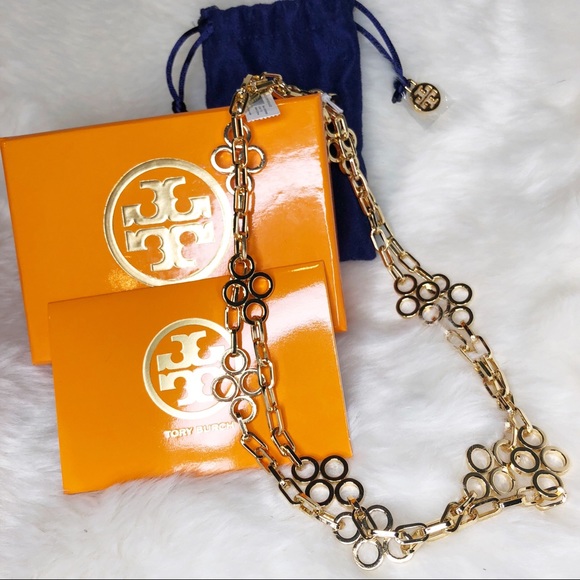 Tory Burch Large clover necklace gold new - Picture 2 of 4